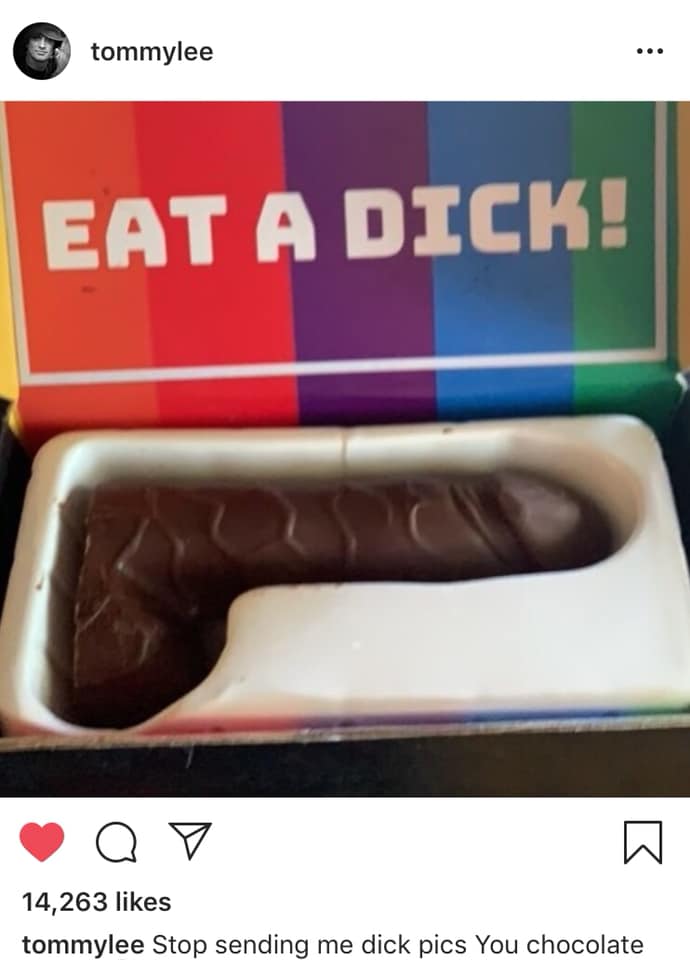 Tommy Lee Gets a Chocolate Pride Dick in The Mail!