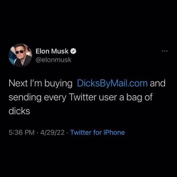 Elon Musk Offers to Buy DicksByMail.com! - Dicks By Mail - Anonymously mail a bag of dicks