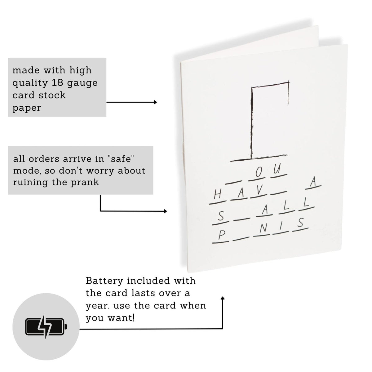 I Have a Small Penis! Never - Ending Prank Greeting Card - Dicks By Mail - Anonymously mail a bag of dicks