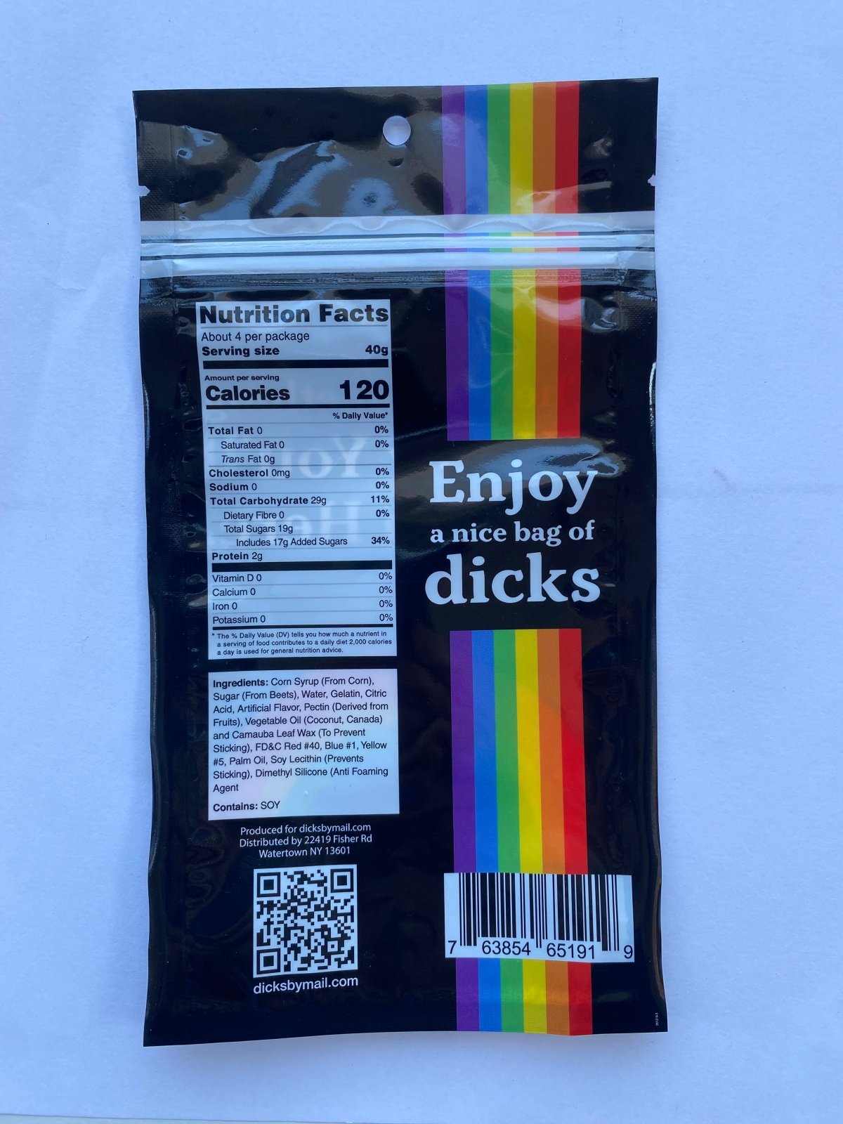 Pride Rainbow Bag of Gummy Dicks - Dicks By Mail - Anonymously mail a bag of dicks