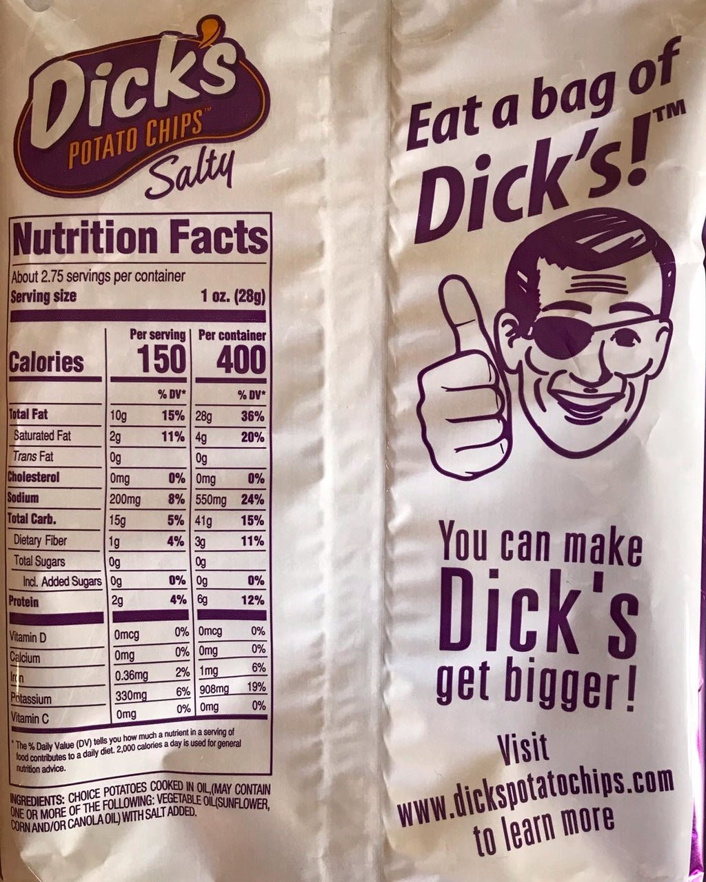 Bag of Dicks - Dicks&#39; Potato Chips - Dicks By Mail - Anonymously mail a bag of dicks
