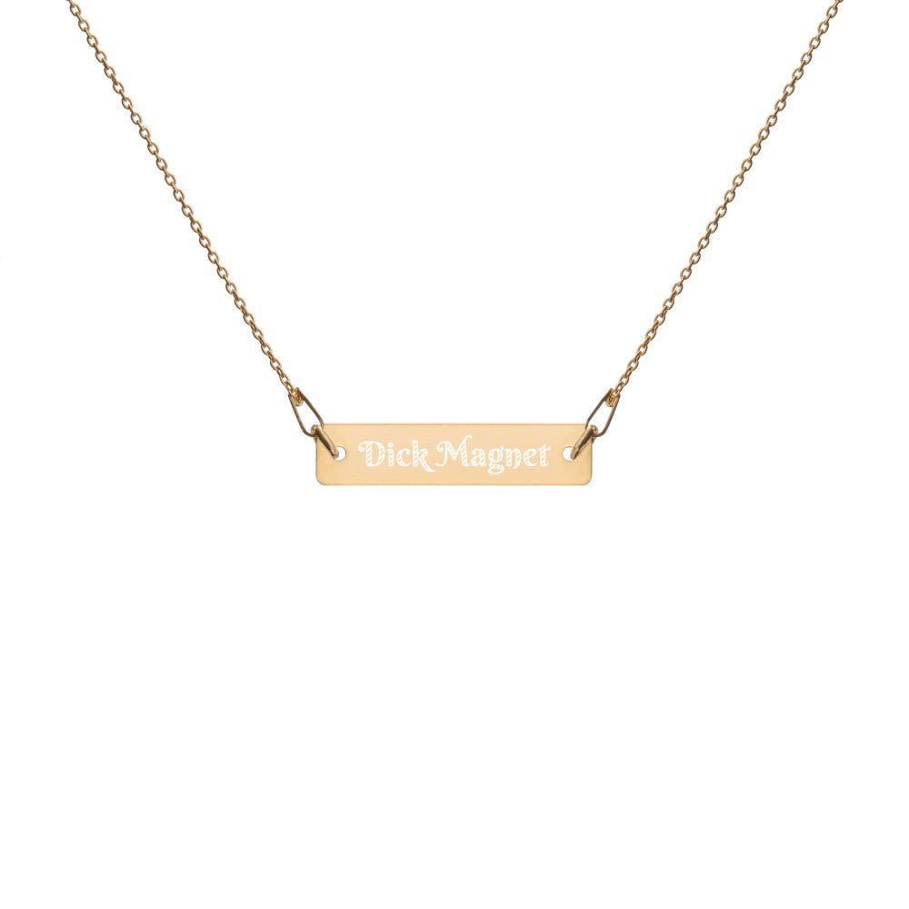 Dick Magnet Engraved Silver Bar Chain Necklace - Dicks By Mail - Anonymously mail a bag of dicks