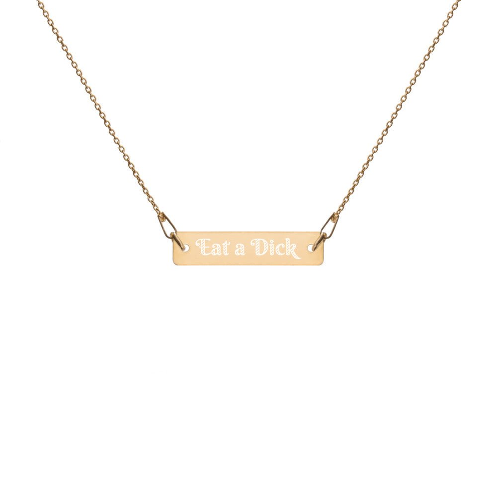 Eat a Dick - Engraved Silver Bar Chain Necklace - Dicks By Mail - Anonymously mail a bag of dicks