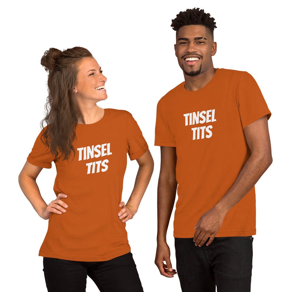 Tinsel Tits - Short - Sleeve Unisex T-Shirt - Dicks By Mail - Anonymously mail a bag of dicks