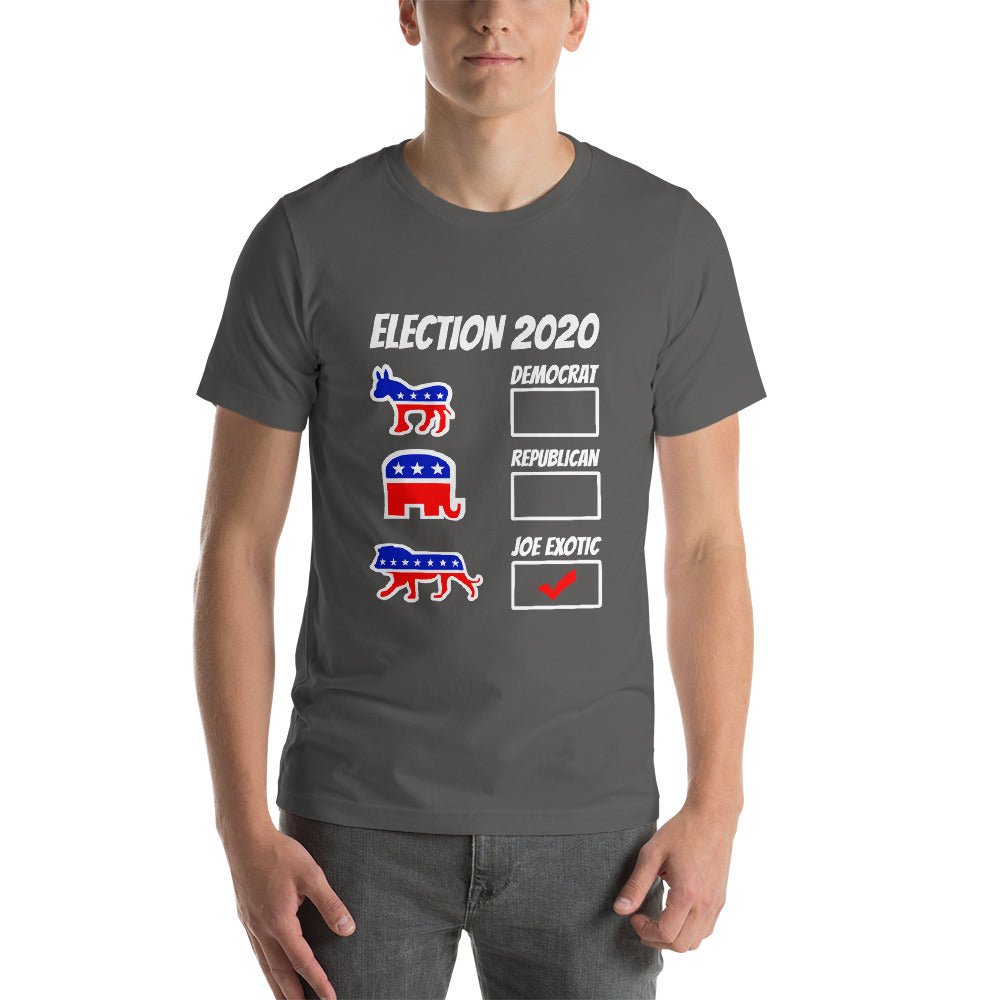 Vote Joe Exotic - Short - Sleeve Unisex T-Shirt - Dicks By Mail - Anonymously mail a bag of dicks